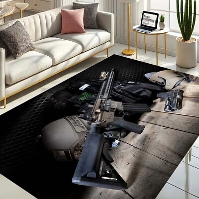 Alfombra táctica, decoración de armas, alfombra para rifle, alfombra AR15, alfombra cueva para hombre, alfombra militar Foto 1 de 4