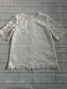 Kate Spade New York Größe 4 weiß bestickt Blumenschnitt Arbeit Kurzarm Oberteil - Bild 1 von 13