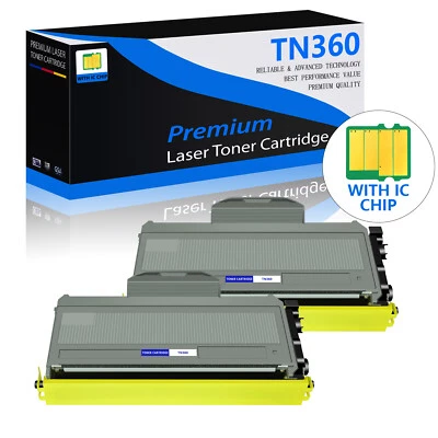 2 Pack Black TN360 Toner Cartridge For Brother HL-2140 2170W MFC-7340 7840W - Image 1 of 4