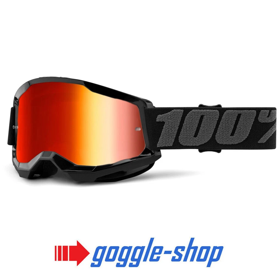 100% STRATA 2 Motocross MX Bicicleta MTB Gafas Negro Claro / Rojo Lentes Espejo - Imagen 1 de 1