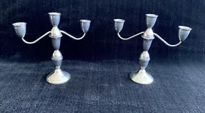 Duchin Candelabras ~ sterling silver ~ 3 candle holders ~ pair - Picture 1 of 9