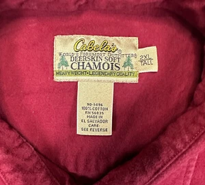 Vintage Cabela's Deerskin Soft Chamois Flip Cuff Double Pocket Flannel Men 2XLT - Picture 1 of 8
