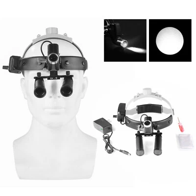 Lupa binocular 8.0X + dental 5W LED luz de ponto farol de couro lâmpada de tiara CE - Imagem 1 de 4