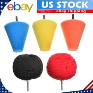 4" Foam Drill Polishing Cone Ball Pads Kit Car Hub Waxing Buffing Wheel Polisher - Picture 1 of 7