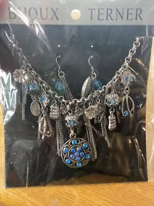 Bijoux Terner Blue Charm Bib Necklace and Earring Set - Picture 1 of 4