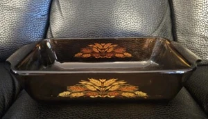 Panera de vidrio marrón vintage Anchor Hocking #441 diseño trigo 5"x 9" - Imagen 1 de 7