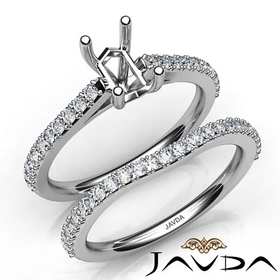 Emerald Cut Semi Mount Diamond Engagement Bridal Set Anniversary Ring 0.80 Ctw. - Image 1 of 4