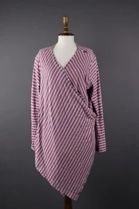 OSKA Multicolor Striped Designer Asymmetric Long Sleeve Wrap Tunic Top Size 2 - Picture 1 of 10