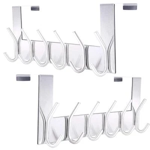 Over The Door Hook Hanger- 6 Hooks Stainless Steel Door Hook Over Door Rack f... - Picture 1 of 7