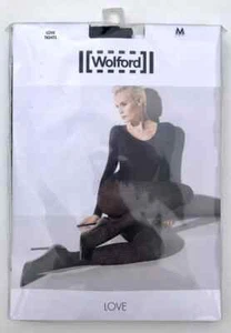 Wolford Women's BLACK Love Tights Small Hearts & Vertical Stripes, Medium, NEW - Picture 1 of 10