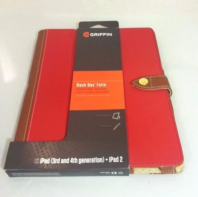 Griffin Back Bay Folio for iPad 3rd & 4th Generation and iPad 2 Red and Brown - Image 1 of 2