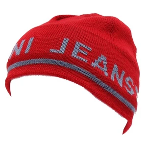 9450X ARMANI JEANS red/grey mix wool beanie hat boy hood - Picture 1 of 4