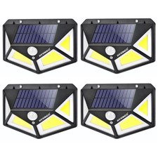 4 LAMPADE SOLARE DA ESTERNO 100 COB LED FARO GIARDINO FARETTO PANNELLO SENSORE