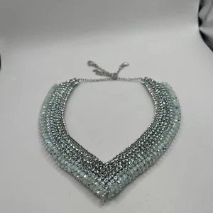 Swarovski MESH Bead Teal Crystals Necklace #11 - Picture 1 of 8