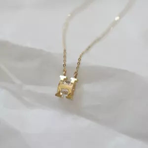 Letter H Necklace | 14K Silver Necklace | Letter H Pendant Necklace | Dainty H - Picture 1 of 9