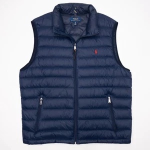 Polo Ralph Lauren Goose Down Puffer Vest Men's XL Quilted Full Zip Preppy Blue - Picture 1 of 10