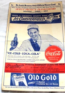 1943 Baseball New York v St. Louis Browns Scorecard Sportsman Park - Picture 1 of 5