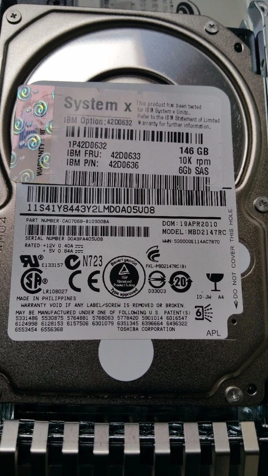 IBM 42D0632 42D0633 42D0636 146GB 6G 10K 2.5" SAS Hard Drive X3550 M2 - Image 1 of 1