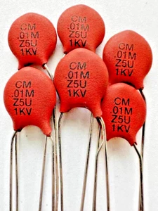 4X - .01uF @ 1KV 20% Z5U (SPRAGUE/CERA-MITE) disco cerámico TONO condensador ref #85 - Imagen 1 de 2