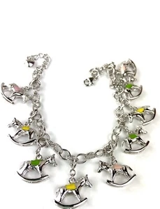 Sterling Silver Enamel Rocking Horse 3D Charm Bracelet 💥💥💥💥💥💥💥 - Picture 1 of 3