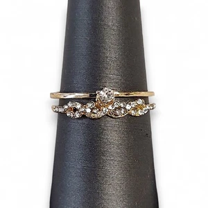 Rhinestone & Gold Tone Ring Band Size 8.5 - Picture 1 of 4