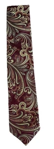 SANTORELLI Krawatte Paisley Hand Made In Italy 100% Seide Burgund Gold - Bild 1 von 6