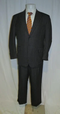 Tom James Holland Sherry Savile Row Gray Stripe Two Button Suit 42L - Image 1 of 4