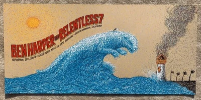 Póster de concierto de Santa Bárbara 2009 Marq Spusta Ben Harper Implacable 7 Alt Rock Foto 1 de 4