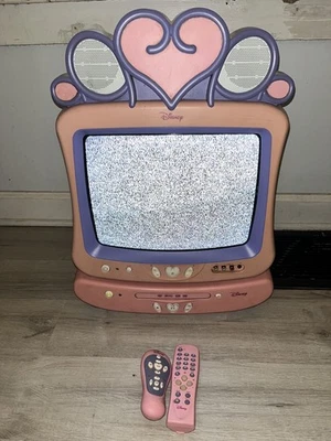 Disney Princess Pink 13" TV with DVD Player & Remotes 2005 DT1350-P Y2K  WORKS - Image 1 of 4