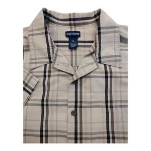 Men's High Sierra Short Sleeve Button Up Tan Navy Gray Plaid Shirt 2XL - Picture 1 of 5
