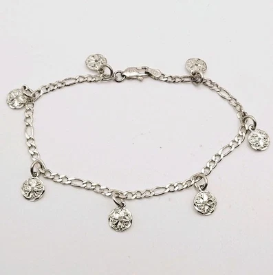 Sand Dollar Sterling Silver 925 Bracelet Coastal Sea Beach Jewelry Nautical 6.5g - Image 1 of 4