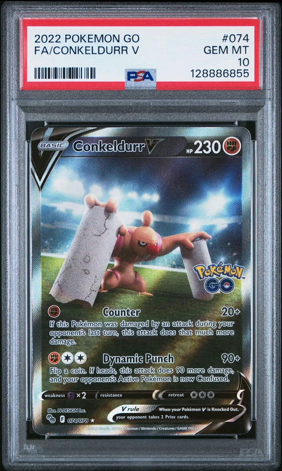 PSA 10 #074 CONKELDURR V 2022 SWORD & SHIELD POKEMON GO FULL ART - Image 1 of 2