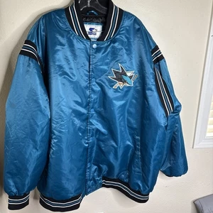 Vintage Starter NHL San Jose Sharks Teal Satin Jacket 5XL - Bild 1 von 20