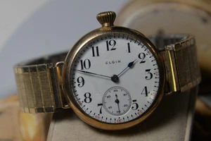 Orologio Uomo Vintage 1914 ELGIN 324 Gold Filled 0s 7J Carica Manuale --4 Riparazione - Foto 1 di 10
