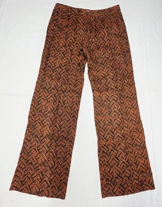 Women's Garnet Hill 100% Linen Pants Flowy Boho Chevron Rust & Black Size 6 - Bild 1 von 8