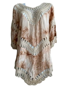 Costume da bagno Jessica Taylor uncinetto bohemien anni 60 copricostume omaggio taglia beige marrone hippy - Foto 1 di 9
