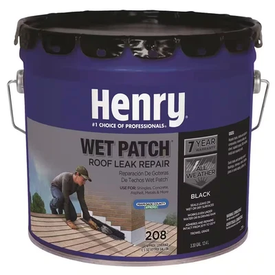 208 Wet Patch Black Roof Leak Repair Sealant 3.3 Gal. - Image 1 of 4