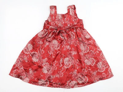 Monsoon Girls Red Floral Party Dress 18-24 Months - Image 1 of 4