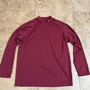 Nike Maroon Thermal Mock Neck Baselayer Long Sleeve Shirt Mens M *flaw - Picture 1 of 5