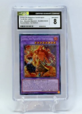 Yu Gi Oh 2025 Zoroa, the Magistus Verethragna BLMM-EN045 Sec Rare 1st Edit CGC 8 - Image 1 of 3