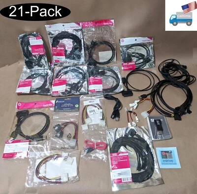 Mixed 21-Pack: SATA Fan Adapter, Molex to SATA, Y-Cable,USB Adapter, eSATA Cable - Image 1 of 4