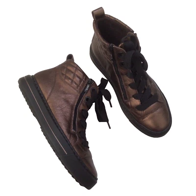 ARA Brown Leather Ankle Boots, Lace Up/Zips Metallic Wide Fit 6E (AU 8 & EU 39) - image 1 of 4