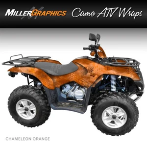 Camo ATV Wrap Chameleon Orange 3M Vinyl Graphic Kit for ATV 4 Wheeler - Picture 1 of 1