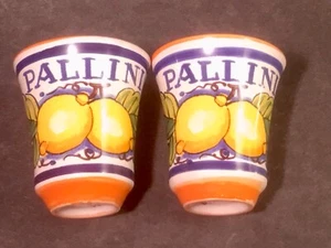 Pallini Limoncello Ceramic Shot Glasses Set of 2 DERUTA ITALY - Picture 1 of 7