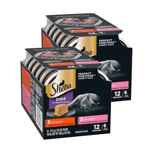 sheba perfect pate wet cat food trays chicken and salmon 132 oz pack of 24
