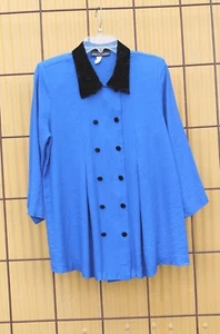 MATERNIDAD Jessica Lauren Azul Negro Terciopelo Camisa Blusa, Embarazo M - Imagen 1 de 4