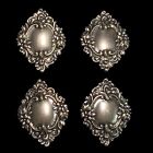 Vintage Silver Tone Metal Button Covers set of 4