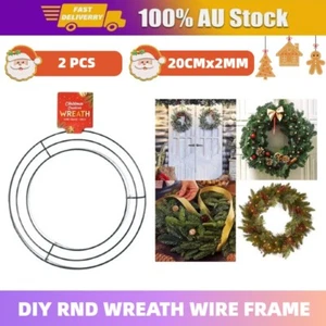 2x Rnd Metal Wreath Wire Frame Making 20cm Wedding Christmas Wreath DIY Decor - Picture 1 of 14