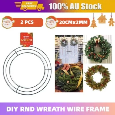 2x Rnd Metal Wreath Wire Frame Making 20cm Wedding Christmas Wreath DIY Decor - image 1 of 4