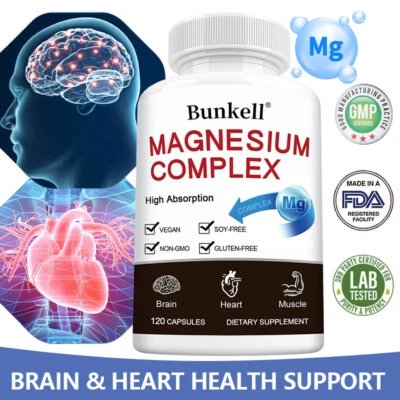 BUNKELL Complexe de magnésium Magnésium à haute absorption Glycinate Citrate Malate
